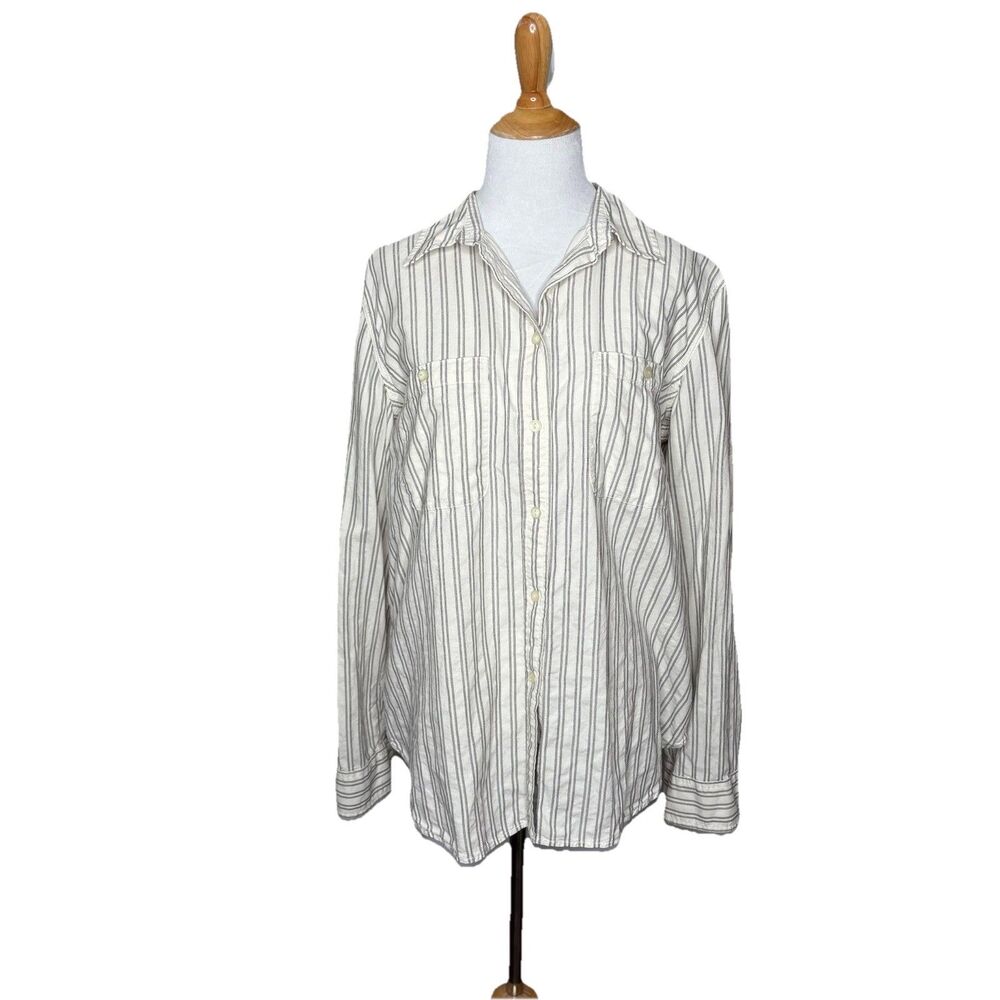 Ralph Lauren Jeans Company White Striped Button Down Shirt Long Sleeve XL